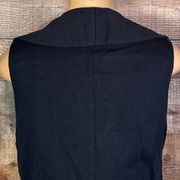 Anthropologie Luii Black Cascading Ruffle Front Vest Size Large - Picture 8 of 9
